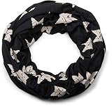 styleBREAKER Loop Schlauchschal mit Sterne Print im Vintage Look, weich und warm, Unisex 01018079, Farbe:Schwarz