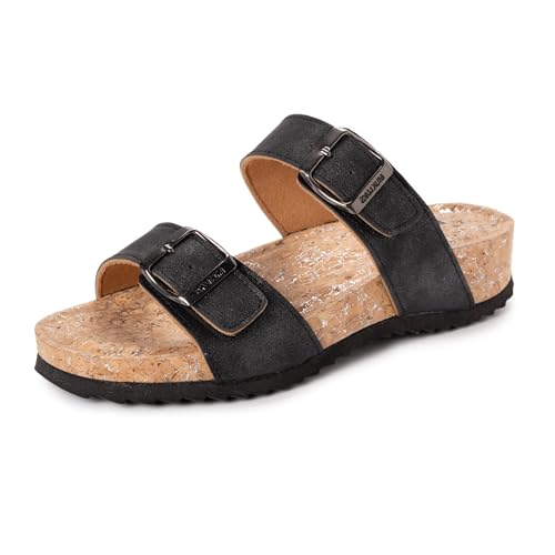 MUK LUKS Women's Presley Platform 2 Strap Sandal, Black, 6