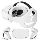 Esimen 5 in 1 Adjustable Head Strap for Oculus Quest 2 VR Shell Front Face Pad Grip Cover,Enhanced...