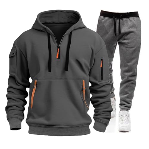 Generisch Chándal para hombre, de algodón, para correr, chándal, chándal deportivo, pantalones de chándal para niños, chaqueta para hombre, chándal para hombre, Color gris oscuro., 3XL