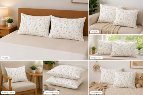 Image of Microfiber Pillow Cover 17x27 Inch (Pack of 2) | Soft & Durable | Ideal for Bed & Sofa Morning Petal