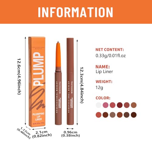 Image of Retractable Lip Liner Pencil for Shaping & Sculpting Lips,Creamy Matte Gel Crayon Lip Liner Pencil delineador de labios,Long Lasting Waterproof Lipstick LipLiner (10#, 1 Count (Pack of 1))