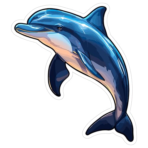 Dolphin Sticker 4 Inch Marine Mammal Ocean Animal Dolphin Lover Pod - Waterproof Animal Vinyl Decal for Laptop Water Bottle Car Tumbler - Durable Aesthetic Long-Lasting Stickers for Adults ID44990