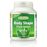 Body Shape, 500 mg, 4-fach wirksam, hochdosiert, 100 Kapseln - ohne künstliche Zusätze, ohne Gentechnik