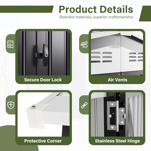 Image of Polar Aurora 10x16 Outdoor Storage Shed, Garden Shed with Updated Frame Structure and Lockable Doors, Metal Tool Sheds for Backyard Garden Patio Lawn, White