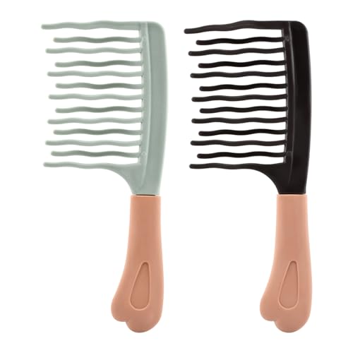 2Pack Wide Tooth Comb for Curly Hair, Detangling Brush with Double Row Wavy Tooth for Long/Thick...