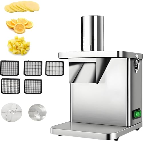AiODiO Hachoir Automatique pour Fruits et légumes, Coupe électrique en Cubes en Acier Inoxydable, avec Lames et moules à dés de 6/8/10/12/15 mm, pour Usage...