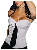 Verdusa Women's Overbust Bustier Sexy Corset Tops Foldover Strapless Going Out Tops White Medium