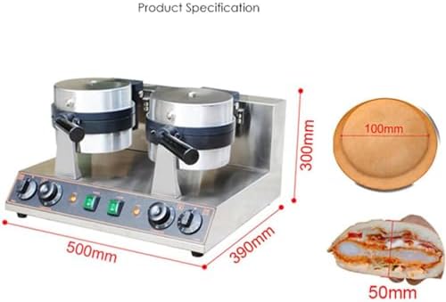 Commercial Electric Burger Waffle Maker, Stainless Steel Nonstick Plates, Dual Head Time & Temperature Control, Perfect for Home Parties, Bread & Donut Heating Machine