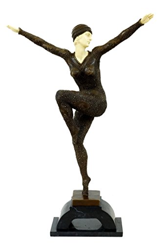 - Tall Art Deco Sculpture - Female Dancer on Marble