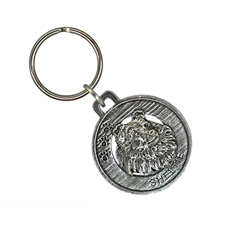 Sheltie Keychain, Dog, Pewter, D164KC, 1 1/2