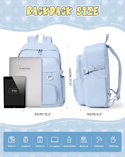 Image of Lightweight Backpack for College & High School Backpack With Lots of Pockets Cute School Bag for Girls Boys, Large Capacity Bookbag for Women Men, Waterproof Teens Casual Daypack Backpack(Blue)