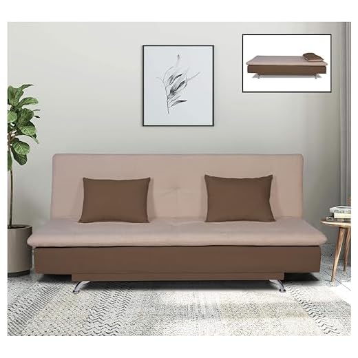 Adorn India Aspen Three Seater Sofa Cum Bed (Brown and Beige)