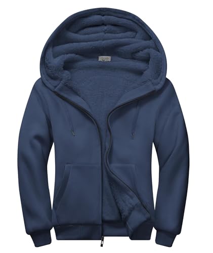 Image of SWISSWELL Men Zip Up Hoodies Sherpa Lined Jacket Heavyweight Fleece Sweatshirt Winter Warm Hooded Coat