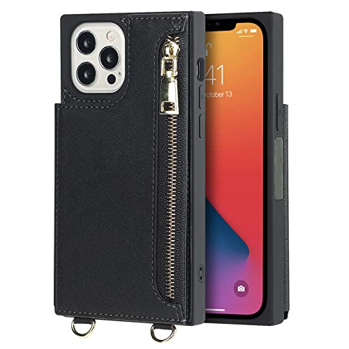 Jaorty Crossbody Wallet Case For Iphone 12 Pro Max With Card Slot Holder,Iphone 12 Pro Max Magnetic Flip Folio Purse Case, Pu Leather Zipper Handbag With Detachable Lanyard Strap 6.7 Inch (Black) #TOP6