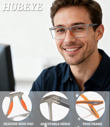 Image of Hubeye TR90 Progressive Blue Light Blocking Reading Glasses,Cheaters Reders | Ultralight Sports Style, Adjustable Hinges, Progressive Multi-Focus, Distance and Reading, Computer Work, Daily Use