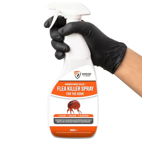 Household Flea & Pest Spray Powerful Flea Killer for the Home, Larvae, Egg & Tick Killer, Long-Lasting Indoor Control for Carpets, Furniture, Bedding & Soft Furnishings Pet & Family Safe - 500 ml