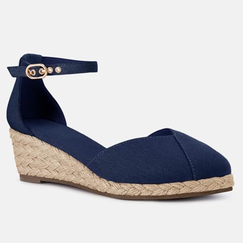 Image of Juliet Holy Womens Espadrilles Sandals Closed Toe Platform Ankle Strap Casual Summer Wedges
