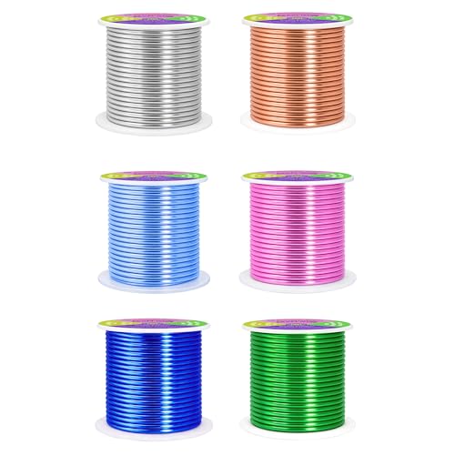 Image of Mandala Crafts 8 GA Pink Green Blue Assorted Anodized Aluminum Craft Wire | 120 FT, Colored, Flexible, Bendable for Bonsai Armature Sculpting Wire Wrapping Jewelry Making, Weather & Tarnish Resistant