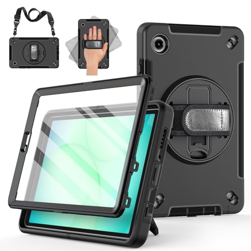 Étui antichoc Galaxy Tab A11 2025 SM-X130 noir avec béquille rotative