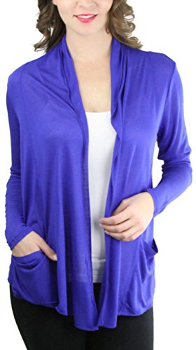 Image of ToBeInStyle Womens Open Front Long Sleeve Lightweight Asymmetrical Draped Cardigan with Side Pockets