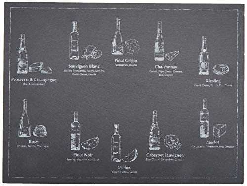 KitchenCraft ARTCHSPAIRING Tagliere per Formaggio in Ardesia con Guida Decorativa per Vini, Marrone