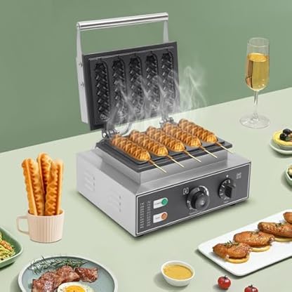 Waffeleisen, 1550W Edelstahl Kommerzielle Elektrische Waffeleisen für 5 Stück Waffelmaschine Antihaftbeschichtung Hot Dog Waffle Maker – Bild 4