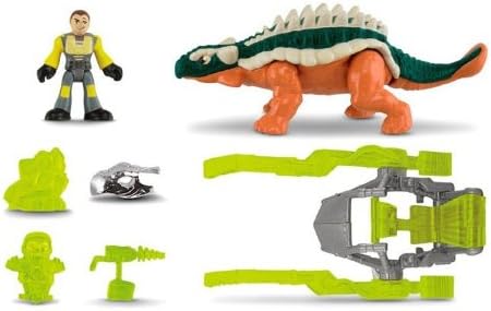 All components of the Imaginext Ankylosoraurus Dino set laid out