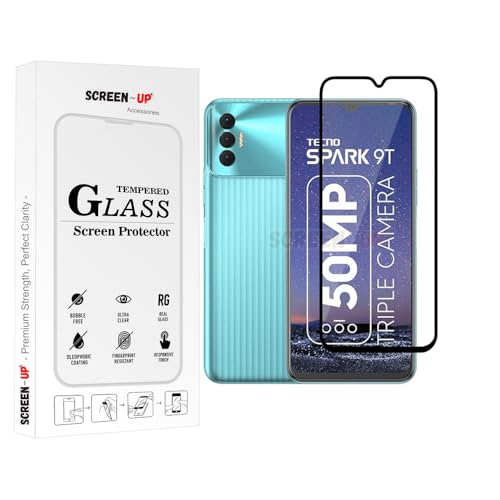 Image of ScreenUp Tempered Glass For Tecno Spark 9T (India) - Ultra Clear, 9H Scratch Resistant, Full Coverage, Easy Install Screen Protector