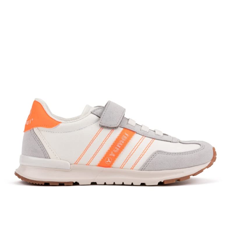 Yumas Zapatilla Sneaker New Galaxy Velcro BEIG Naranja para Niño con Cierre de Velcro y cordoneras. Talla 31