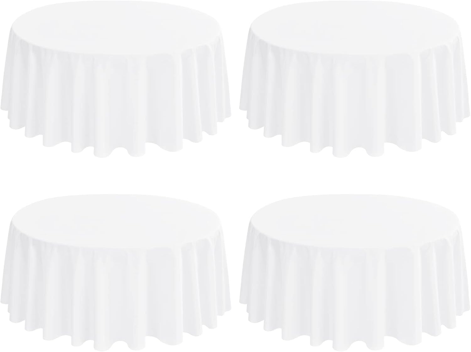 4 Pack White Round Tablecloth 120 Inch - Circle Polyester Table Cloth for Round Table, Stain and Wrinkle Resistant Washable Fabric Table Cover for Wedding Party Banquet Restaurant Reception Dining