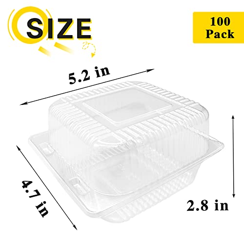 Qyyiguf PW15 100 Pcs Clear Hinged Plastic Containers With Lids,Individual Cake Slice Containers,Square Plastic Food Container,Disposable Clamshell Take Out Containers thumb #1