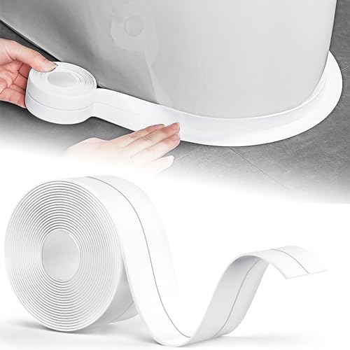 Chiosa Joint Silicone Blanc Salle de Bain, 10m*38mm Joint Baignoire, Ruban D'étanchéité, Anti-Moisissure et Imperméable, Plinthe Souple Autoadhésive...