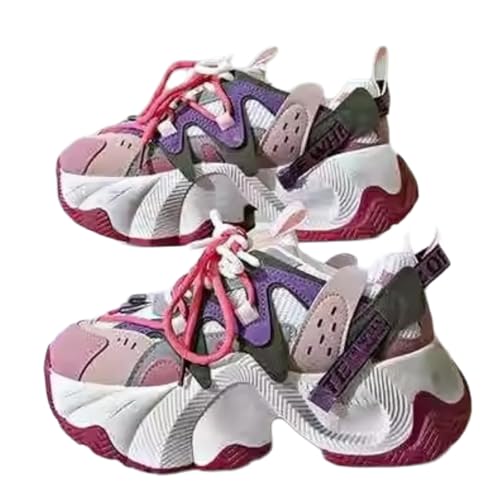 Retro Thick Sole Sneakers Women Dad Shoes Y2K Aesthetic 2.6 Height Increase Walking Cute Shoes