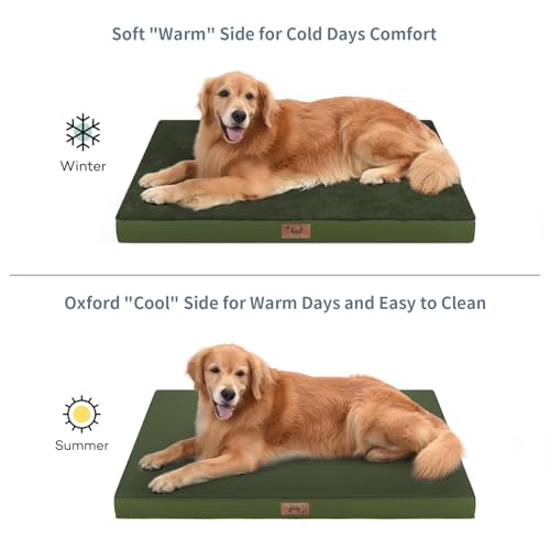 Image of Jumbo Waterproof Orthopedic Dog Bed for Extra Large Dogs | Egg Crate Foam, Pressure Relief, Fits 54x37 Crates, Machine Washable 1680D Oxford Cover, Indoor & Outdoor Use, Up to 150 lbs