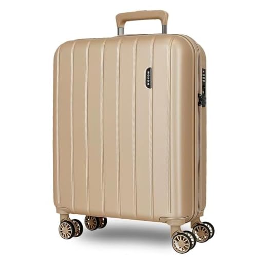 Movom Wood Maleta de cabina Beige 40x55x20 cms Rígida ABS Cierre TSA 38L 2,9Kgs 4 Ruedas Dobles Equipaje de Mano