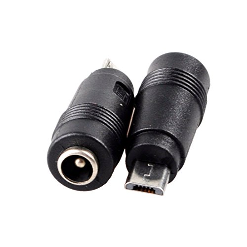 Conwork 2-Pack 5.5 x 2.1mm DC Power Plug Jacket Female to Micro USB Male Charge Adapter for Cellphone Tablet