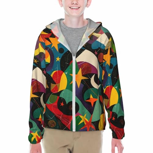 Stars Retro Moon Youth Lightweight Sports Long Sleeve Jacket For Outdoor Activities