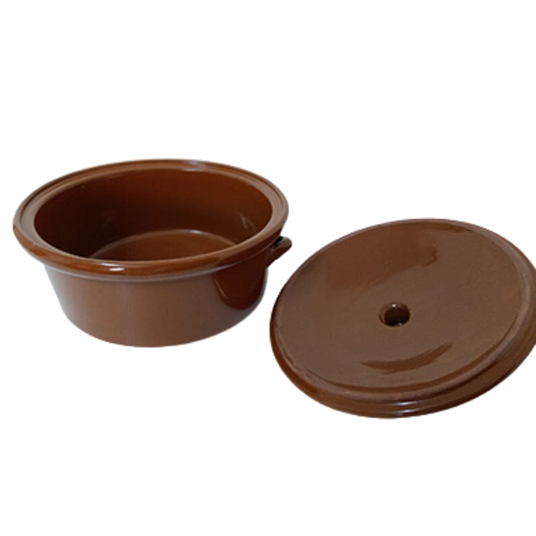 OFERTA SOPERA CAZUELA ARTESANAL de 25cm. Cocotte Olla de cerámica. Color marrón barro. Producto EXCLUSIVO. "ENVÍO GRATIS". NOVEDAD. Biosa.