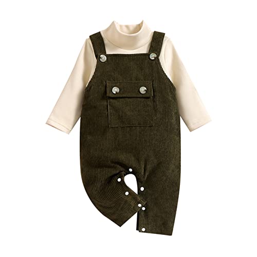 Image of Children's Boys Girls Infant Long Sleeve Overalls Two-Piece Outfits Fashion Clothes Set for Vacation 3-24 Months #Y138