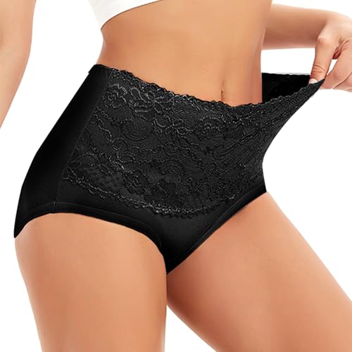Bauchweg Unterhose Damen, Spitze Taille Miederhose Bauch Weg, Unterwäsche Bauchkontrolle, Miederpant Elastisch Body Shaper für Frauen (DE/NL/SE/PL,...