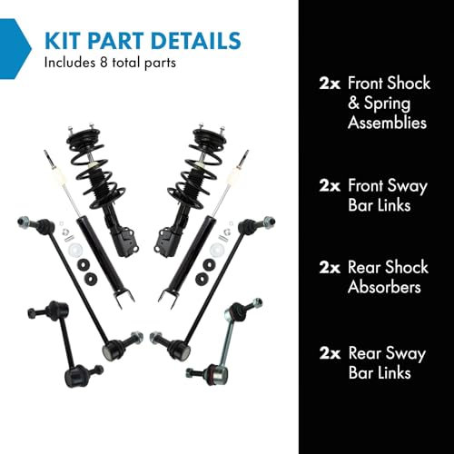 Image of TRQ Front and Rear Suspension Kit Complete Strut & Coil Spring Assembly Shock Absorber Sway Bar Stabilizer Link Compatible with 2013-2019 Ford Taurus