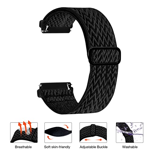 4 Pack Stretchy Bands Compatible With Fitbit Versa/Fitbit Versa Lite/Fitbit Versa 2 Bands Women Men, Adjustable Elastic Soft Loop Nylon Breathable Replacement Straps For Versa Smartwatch Wristband #TOP4