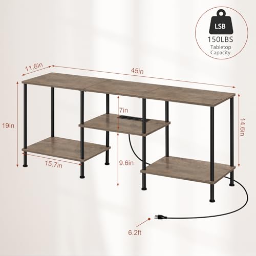 Image of OYEAL 50 inch TV Stand for Living Room Small Entertainment Center with Storage Shelf & Power Outlets, Modern Farmhouse TV Console Table Media Cabinet for Bedroom, Rustic Grey