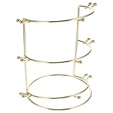 PRETYZOOM Three-Tier Crown Display Stand for Bridal Tiara Headband Holder and Jewelry Organizer Vanity Storage Rack for Women and Girls 7.87X6.89X5.91 Inches Gold