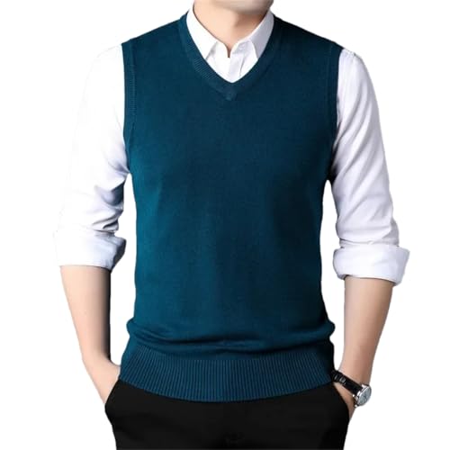 Dcvmvmn Men's V-Neck Vest Autumn/Winter Sleeveless Vest Knitted Sweater Warm Vest Business Casual Top