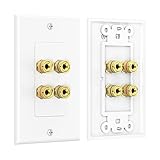 Cable Matters 2-Pack Banana Jack Binding Post Wall Plate for 2 Speakers in White