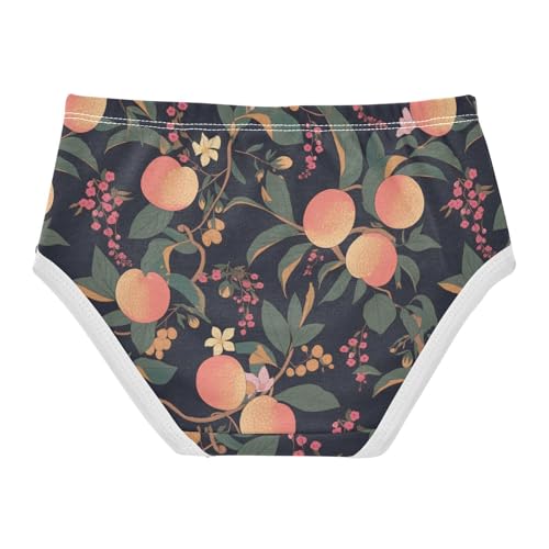 Wusikd Peaches Leaves Girls' Underwear Cotton Flower Girls Briefs Soft Toddler Underwear 2T2