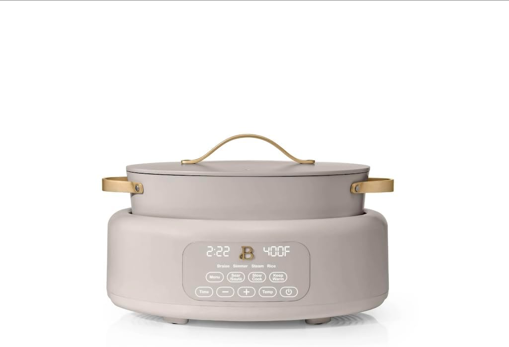 Beautiful 10 in 1 6 Qt Electric Multi-Cooker, by Drew Barrymore Cornflower Blue (Porcini Taupe)