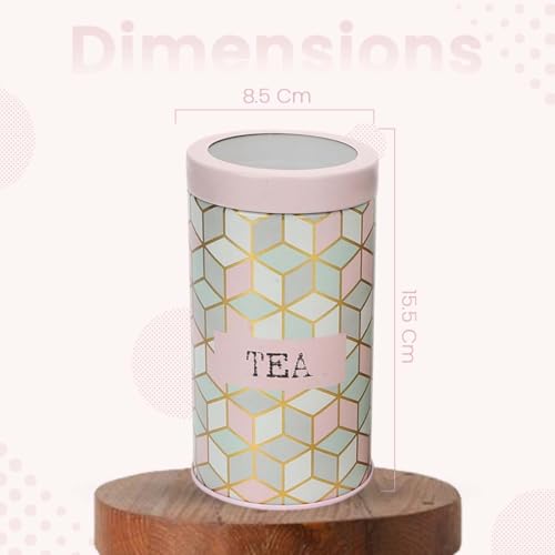 Image of Maroc Collection Airtight Kitchen Container|Set of 3-850ML| Pink Pastel| Food Grade Metal Storage Jars for Tea, Coffee & Sugar Vacuum Sealed, Moist- Proof Canisters for Freshness